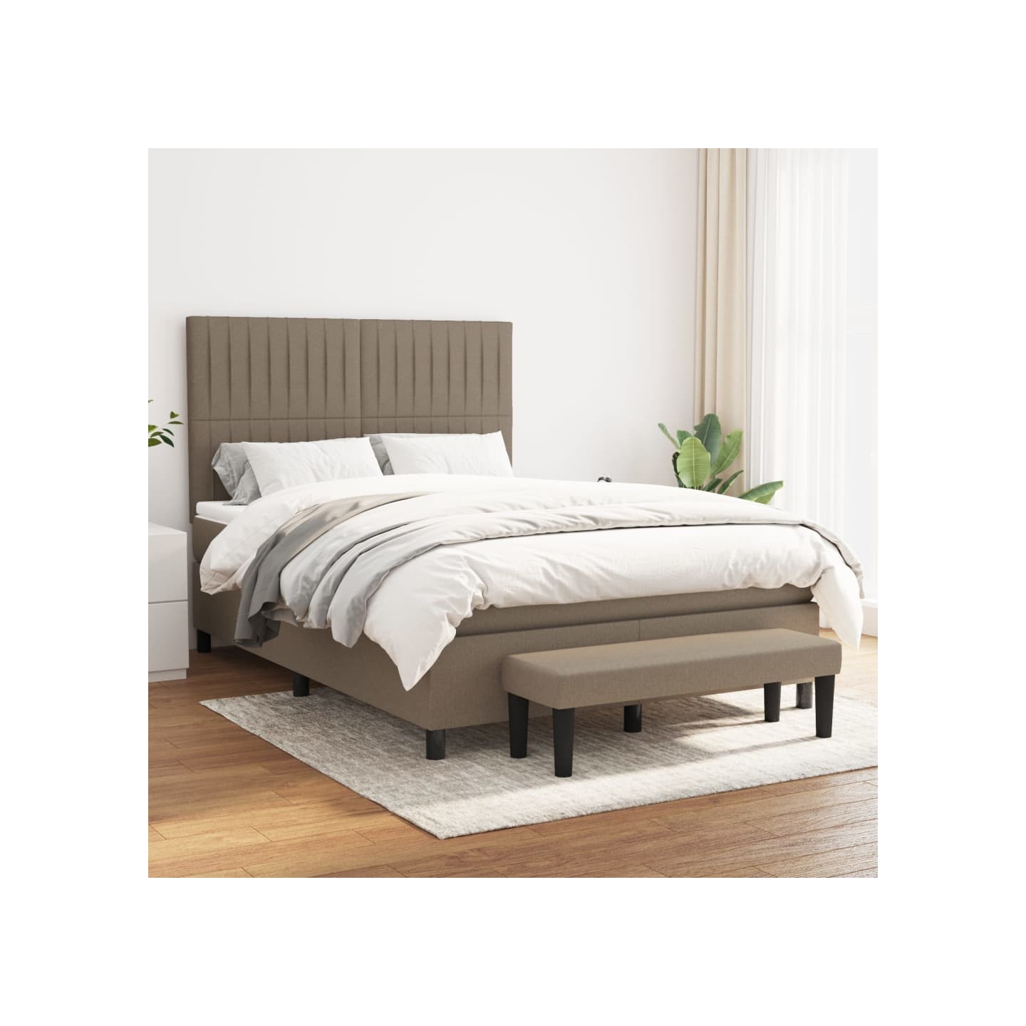 Sommier à lattes de lit avec matelas Taupe 140x190 cm Tissu