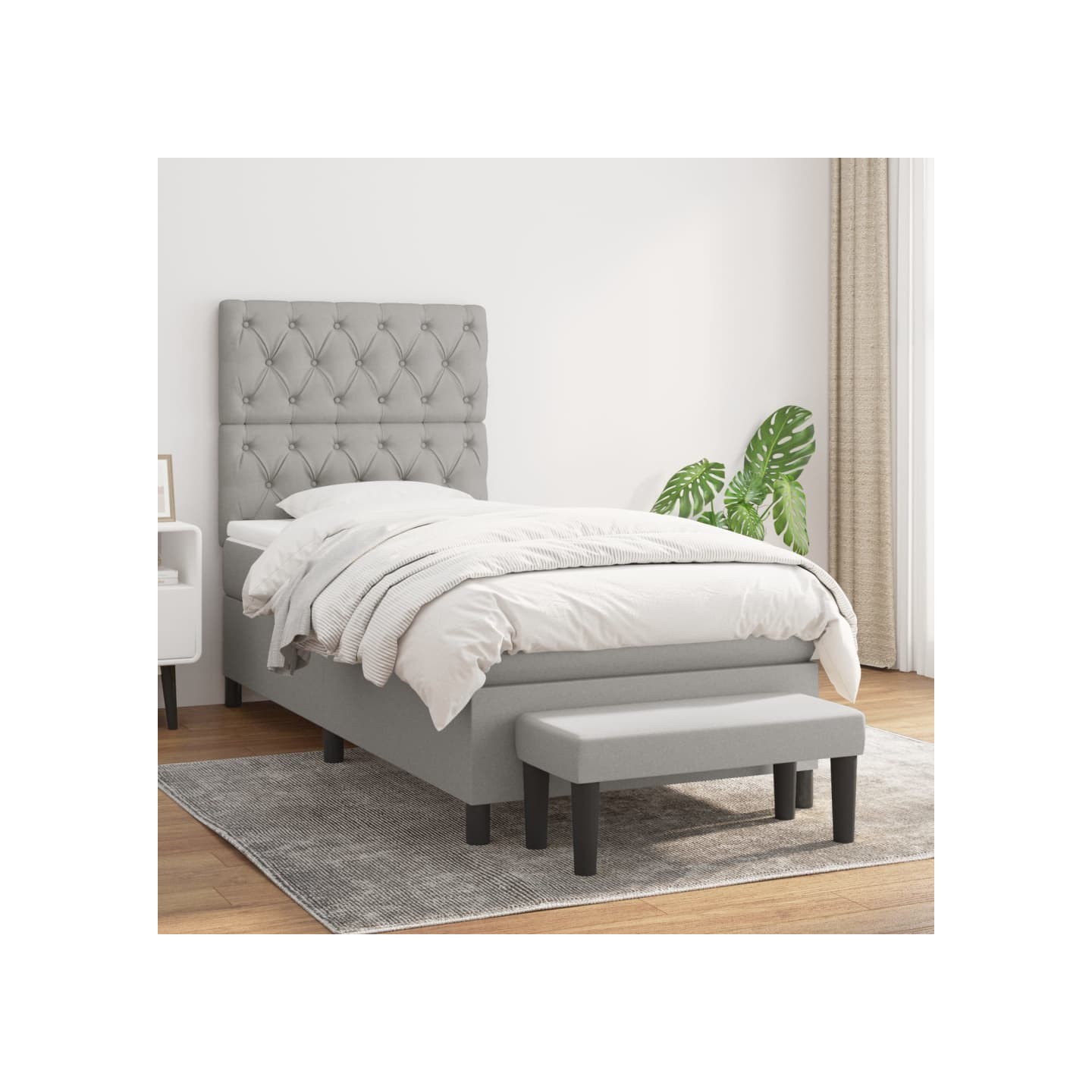 Sommier à lattes de lit avec matelas Gris clair 80x200 cm Tissu