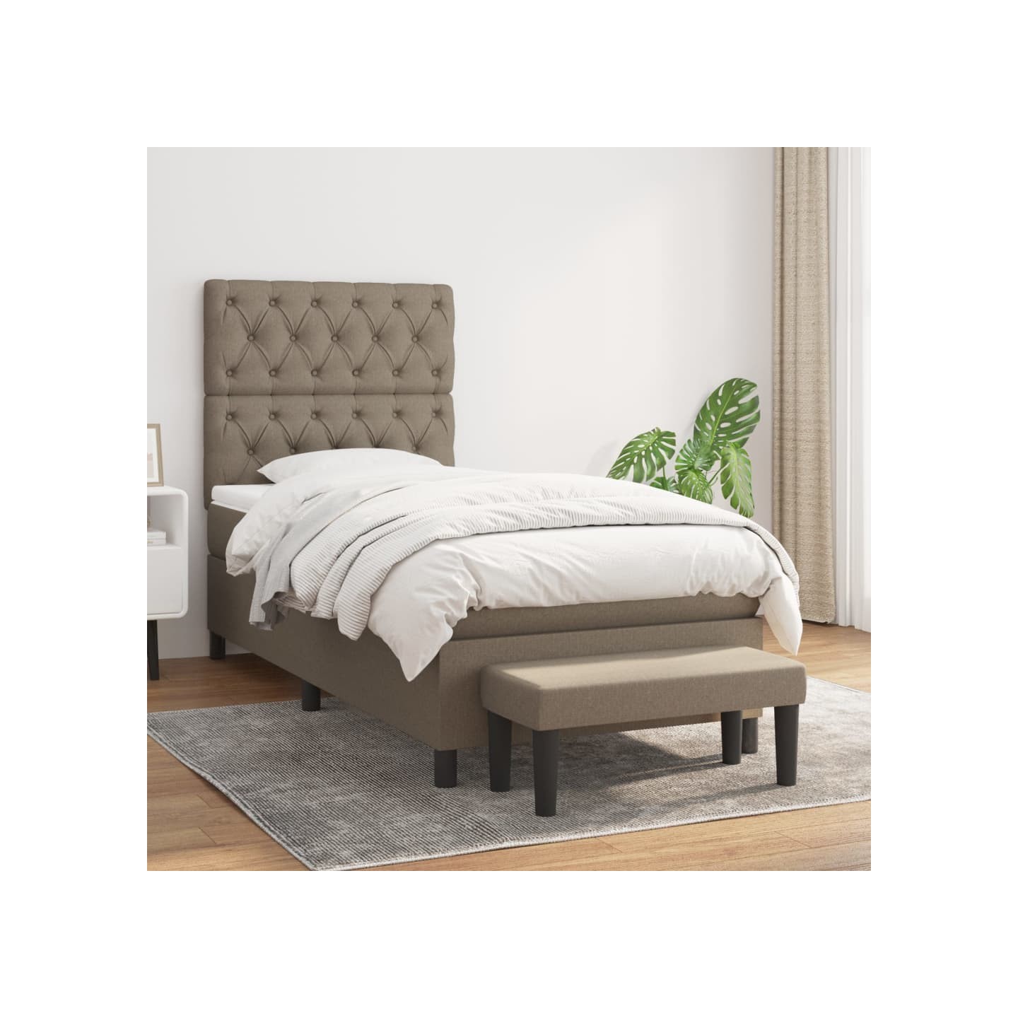 Sommier à lattes de lit avec matelas Taupe 80x200 cm Tissu