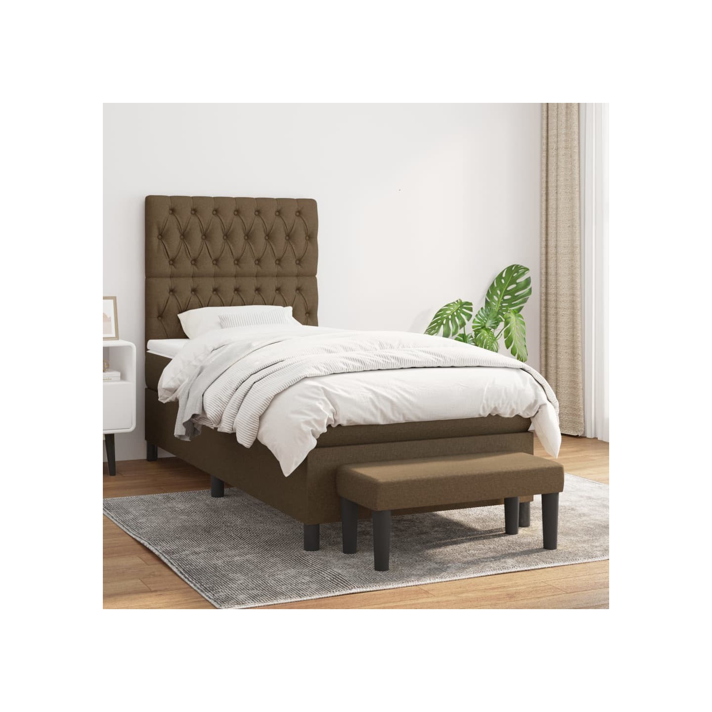 Sommier à lattes de lit avec matelas Marron foncé 100x200 cm