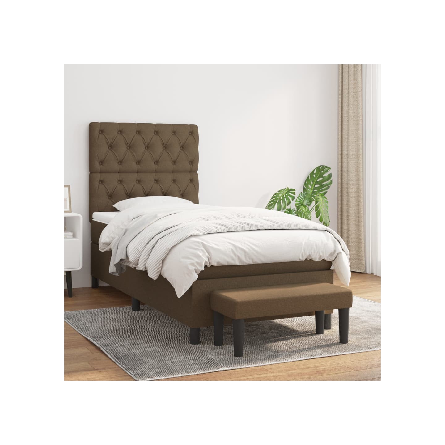 Sommier à lattes de lit avec matelas Marron foncé 80x200 cm