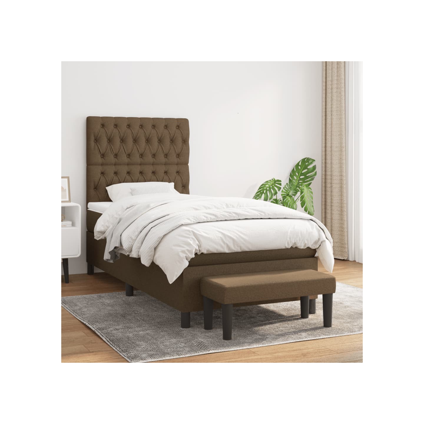 Sommier à lattes de lit avec matelas Marron foncé 90x200 cm