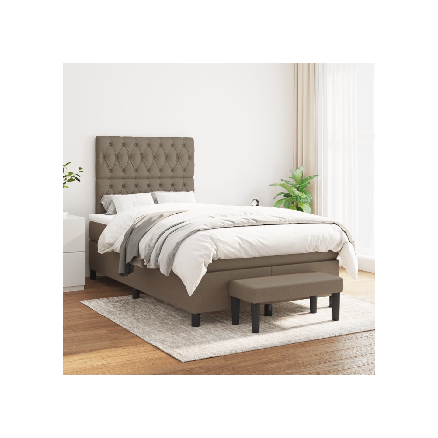 Sommier à lattes de lit avec matelas Taupe 120x200 cm Tissu