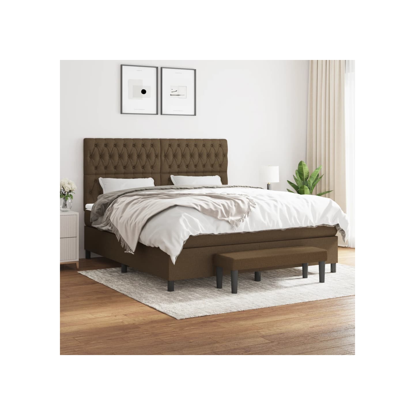 Sommier à lattes de lit avec matelas Marron foncé 180x200 cm