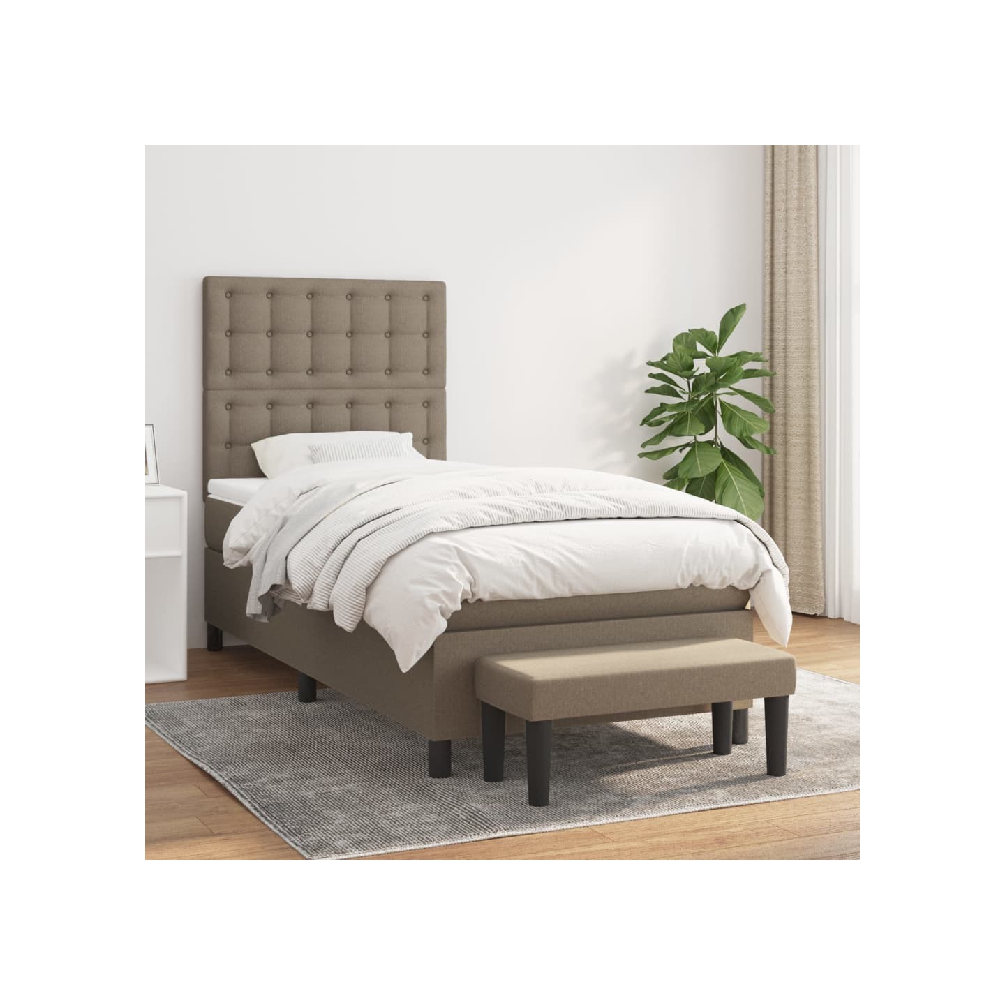 Sommier à lattes de lit avec matelas Taupe 90x190 cm Tissu
