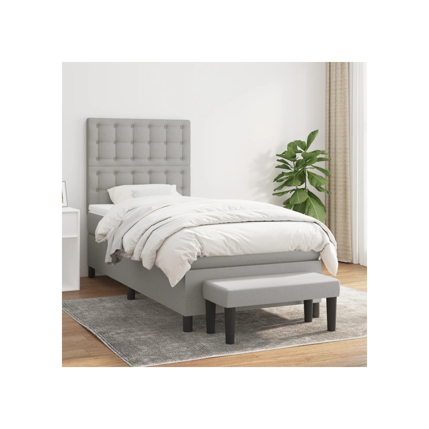 Sommier à lattes de lit et matelas Gris clair 90x190 cm Tissu