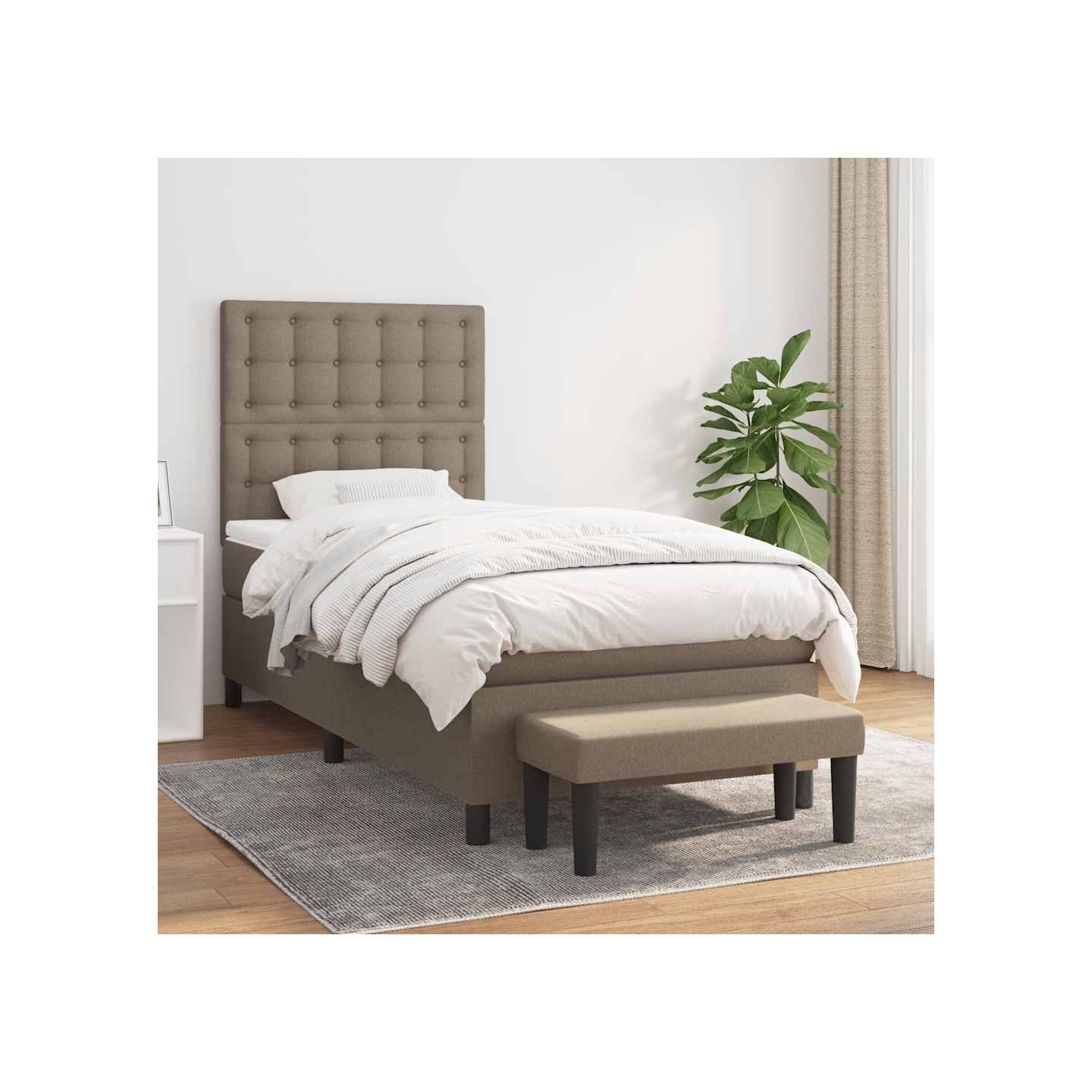 Sommier à lattes de lit avec matelas Taupe 80x200 cm Tissu