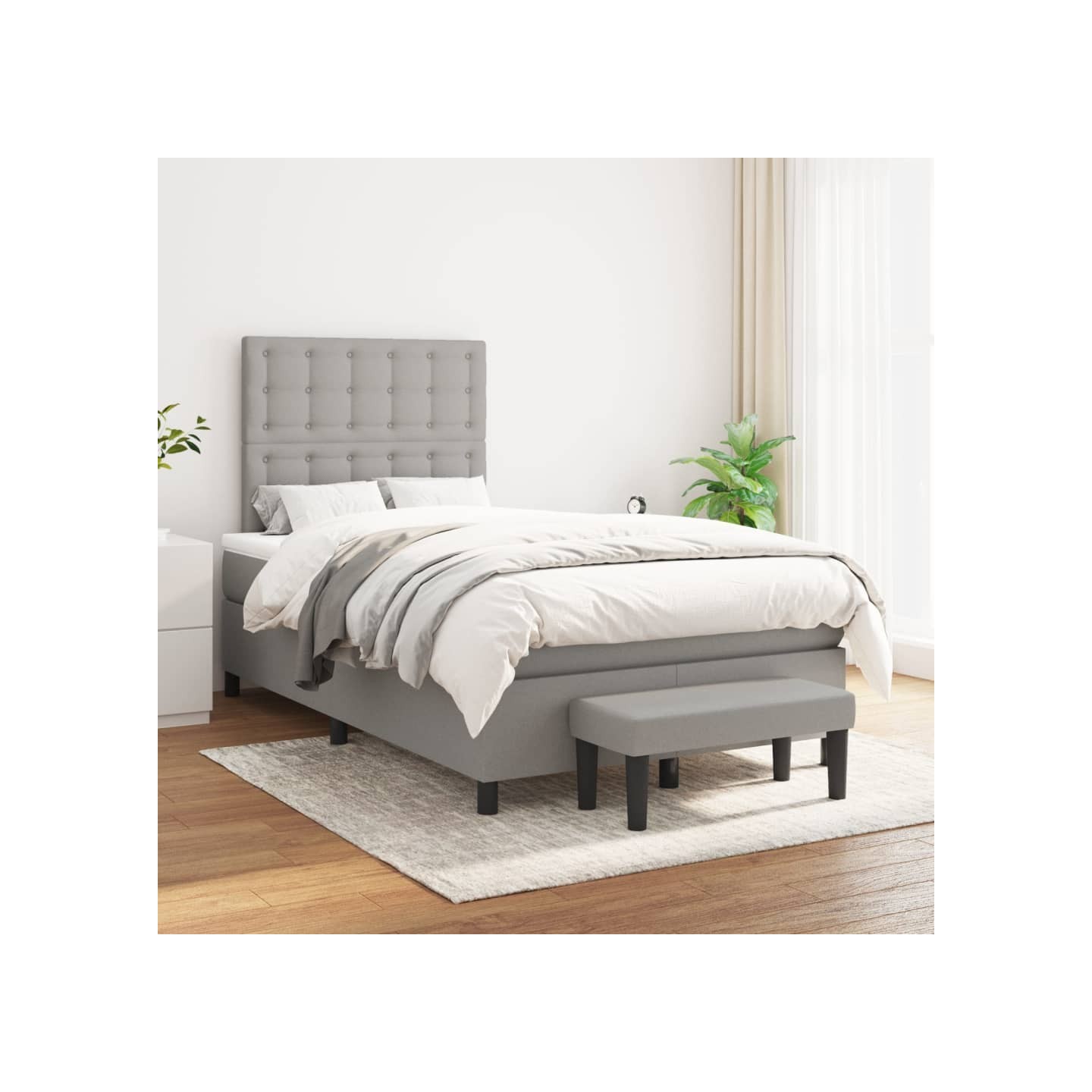 Sommier à lattes de lit avec matelas Gris clair 120x200cm Tissu