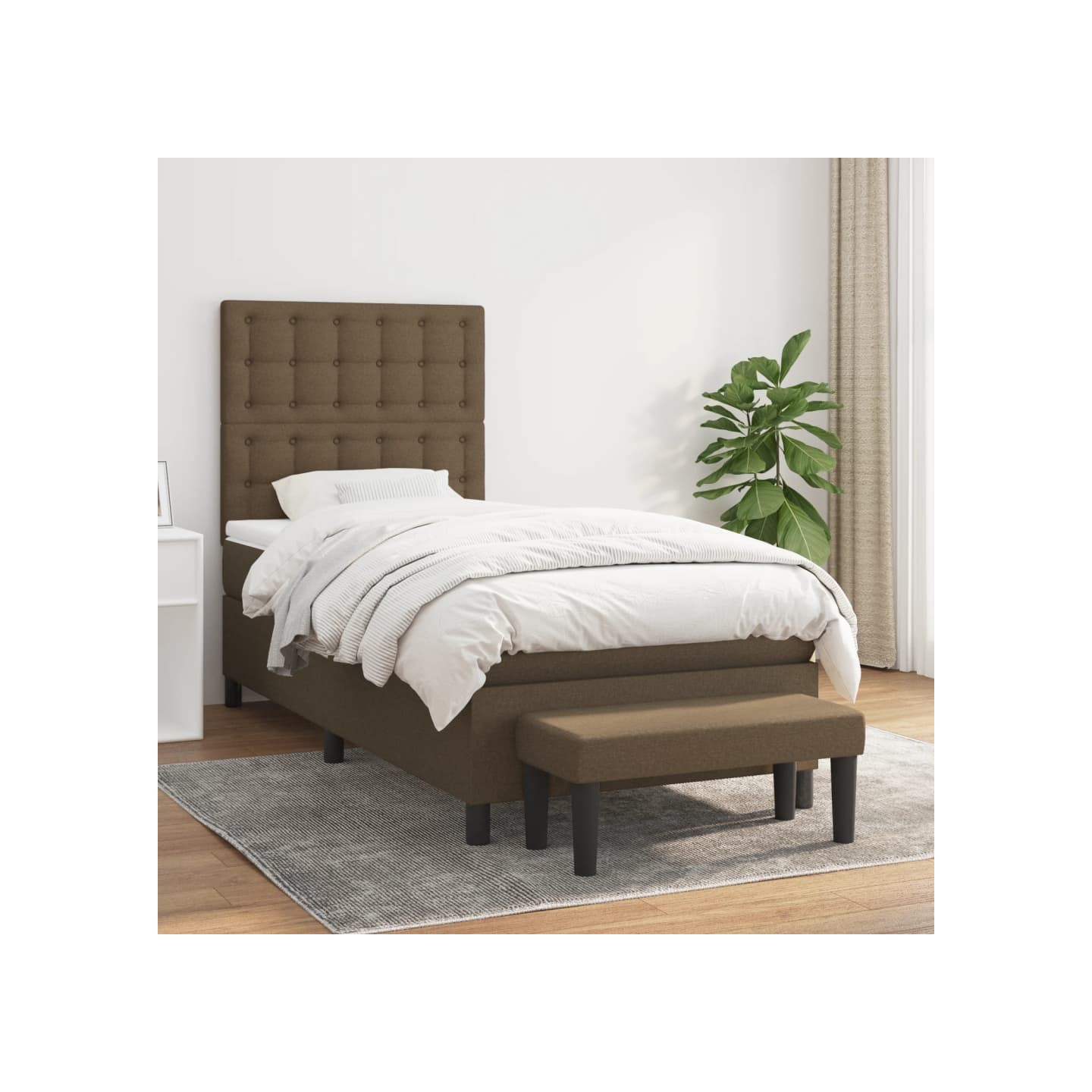 Sommier à lattes de lit avec matelas Marron foncé 100x200 cm