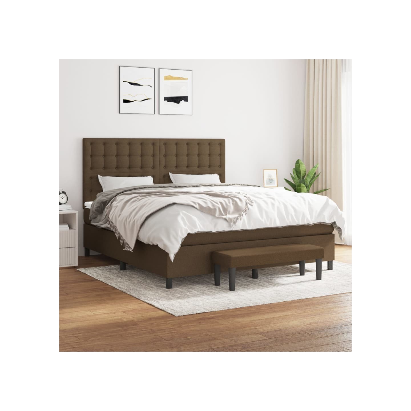 Sommier à lattes de lit avec matelas Marron foncé 180x200 cm