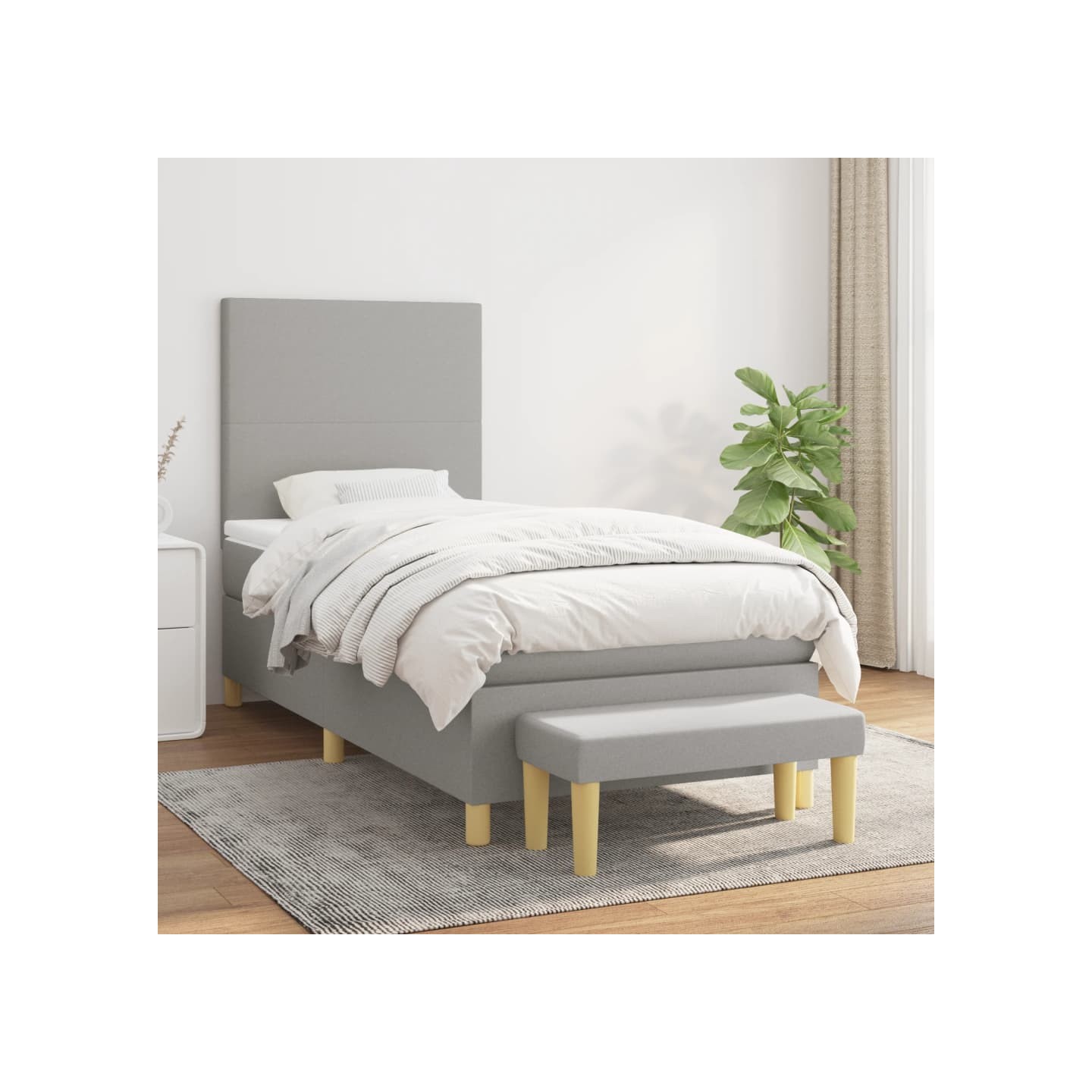 Sommier à lattes de lit et matelas Gris clair 90x190 cm Tissu