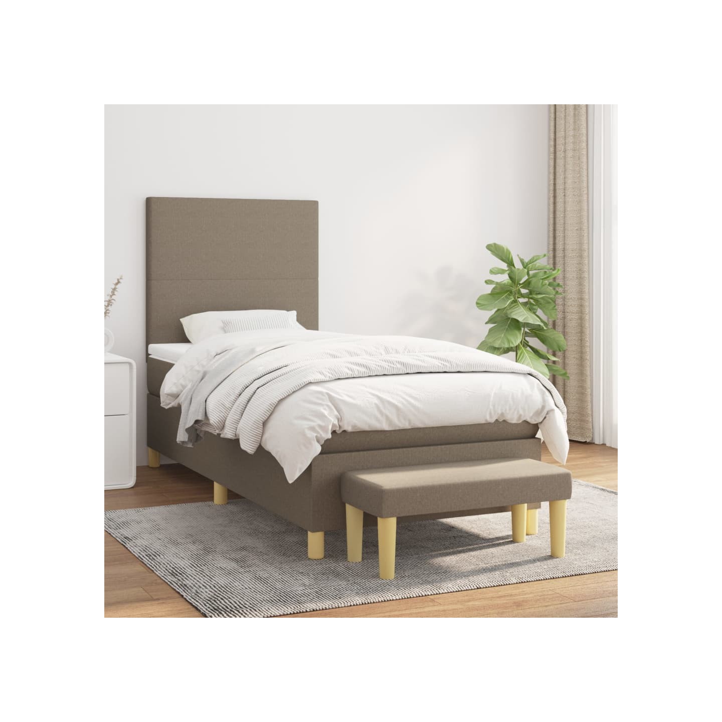 Sommier à lattes de lit avec matelas Taupe 80x200 cm Tissu
