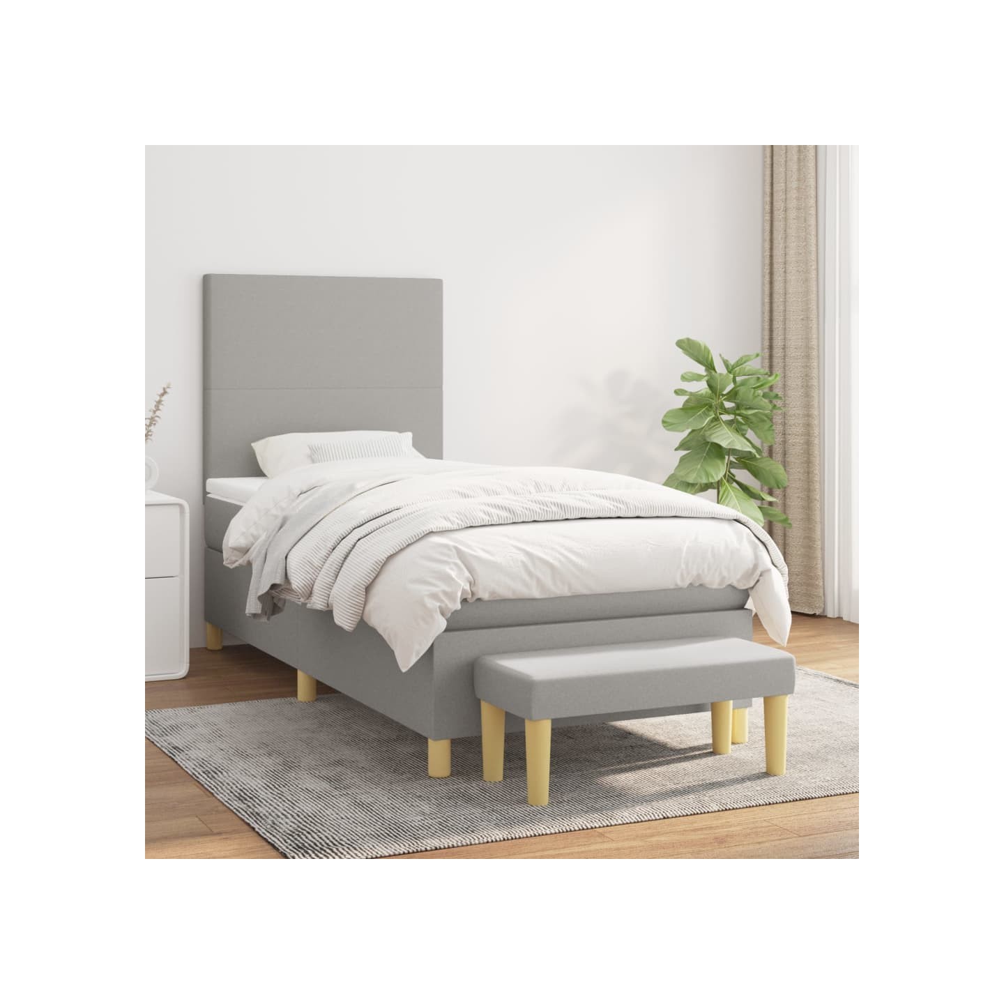 Sommier à lattes de lit avec matelas Gris clair 80x200 cm Tissu
