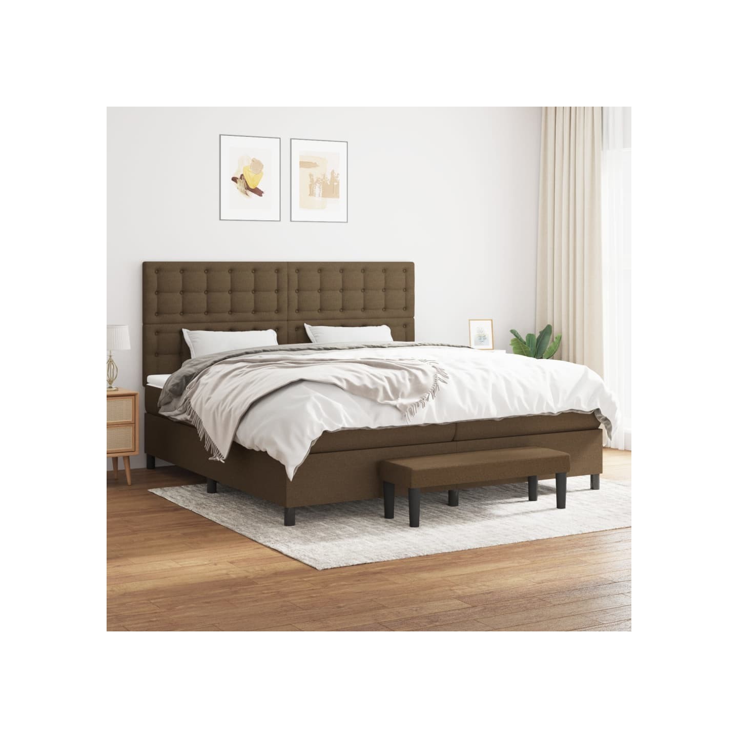 Sommier à lattes de lit avec matelas Marron foncé 200x200 cm