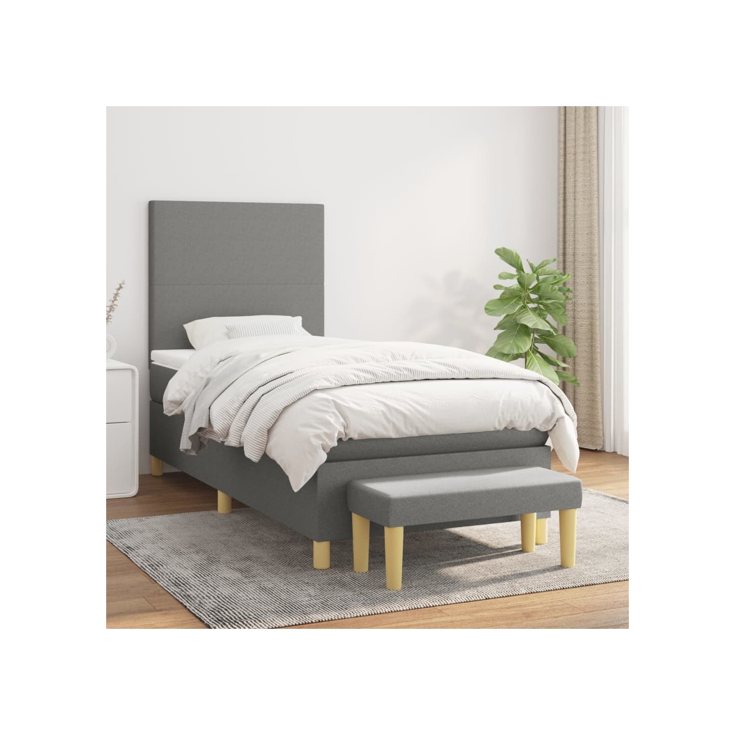 Sommier à lattes de lit avec matelas Gris foncé 80x200 cm Tissu