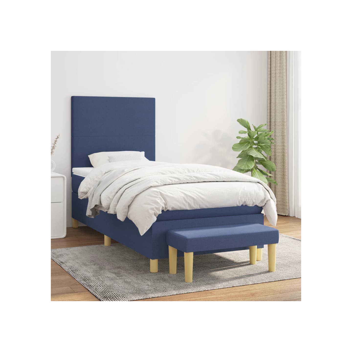 Sommier à lattes de lit avec matelas Bleu 80x200 cm Tissu