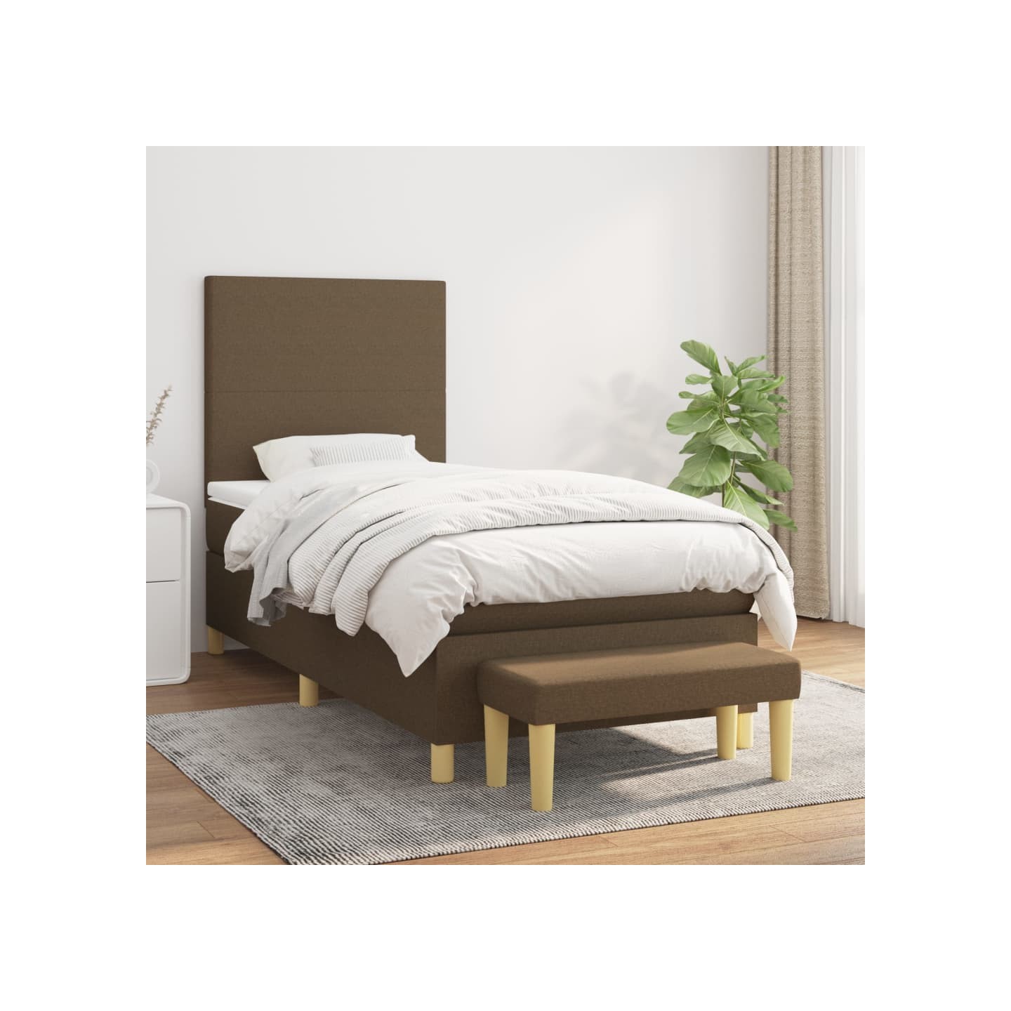 Sommier à lattes de lit avec matelas Marron foncé 100x200 cm