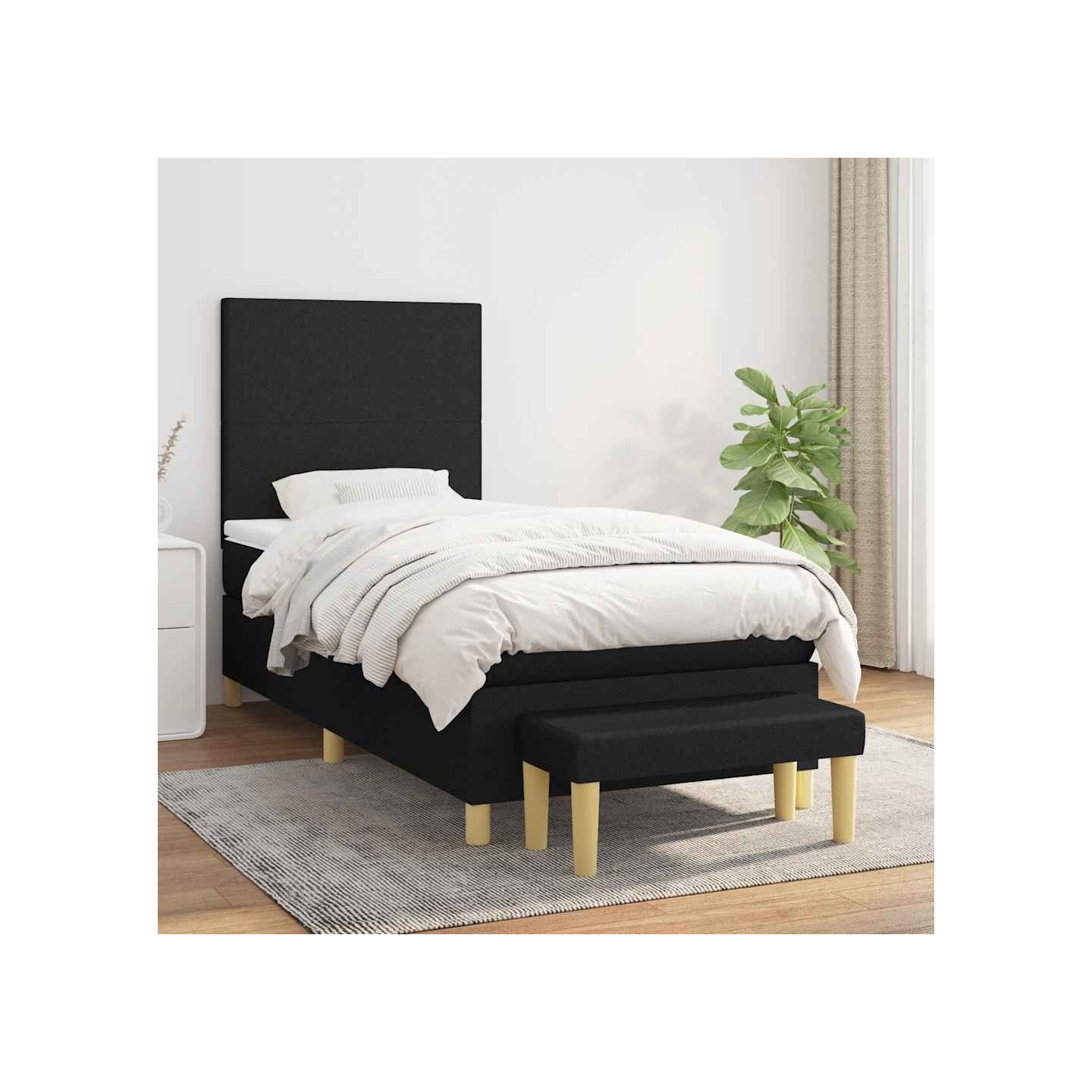 Sommier à lattes de lit avec matelas Noir 90x200 cm Tissu