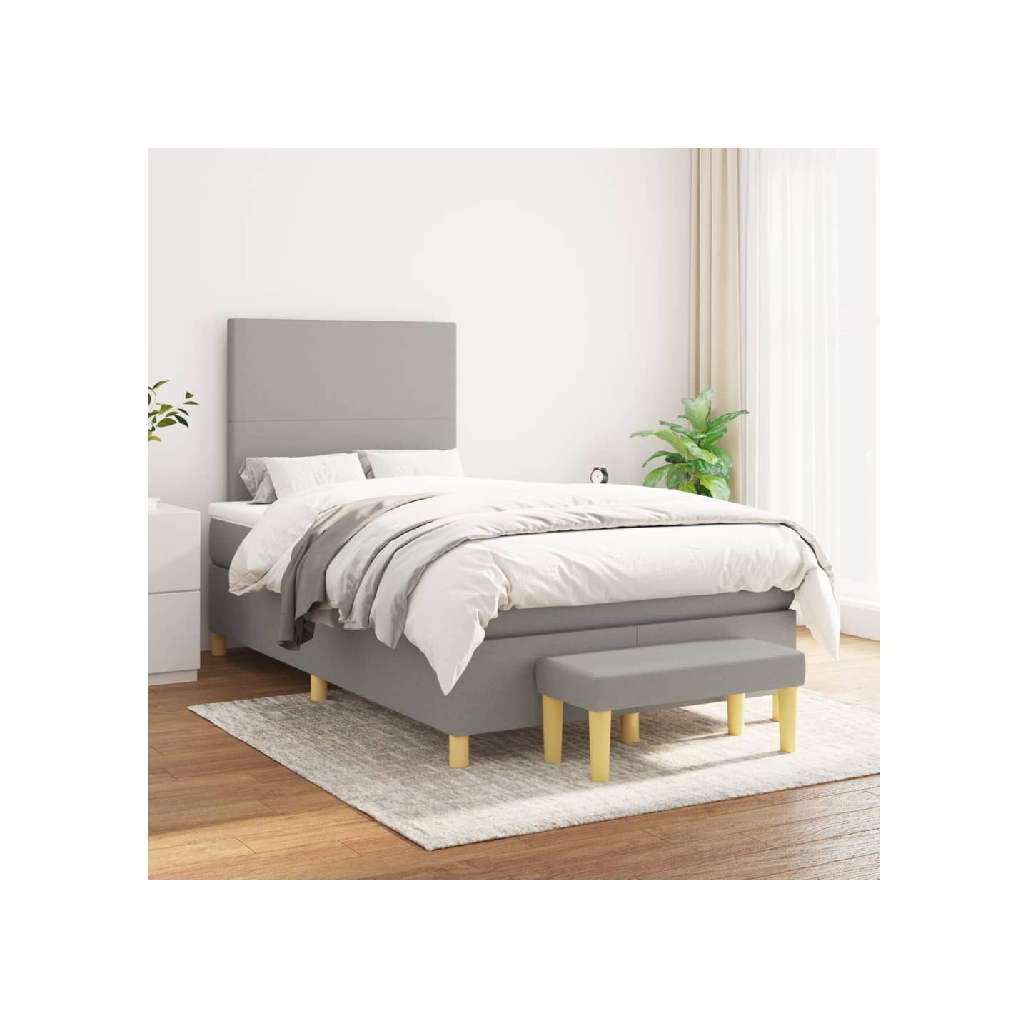 Sommier à lattes de lit avec matelas Gris clair 120x200cm Tissu