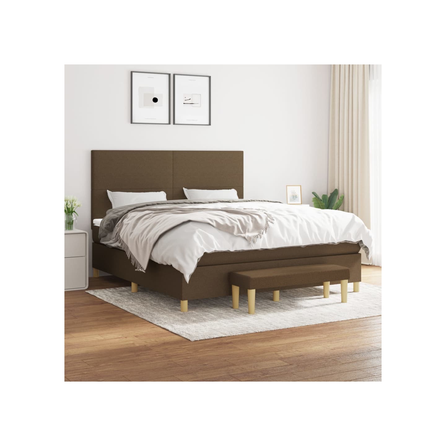 Sommier à lattes de lit avec matelas Marron foncé 180x200 cm