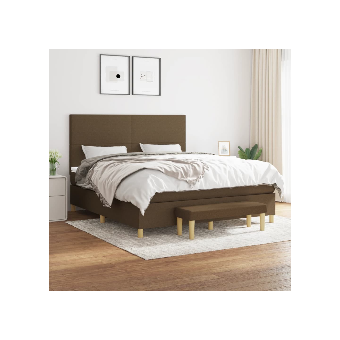 Sommier à lattes de lit avec matelas Marron foncé 160x200 cm