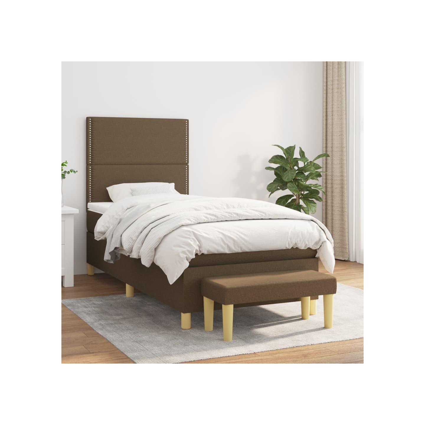 Sommier à lattes de lit avec matelas Marron foncé 90x190 cm