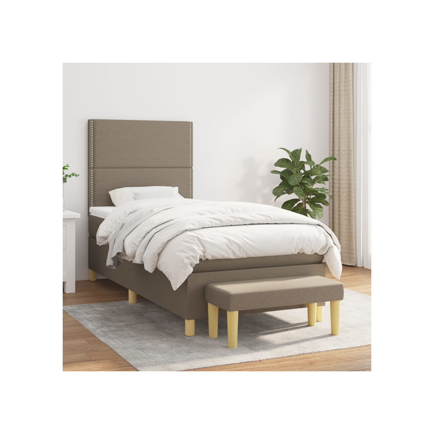 Sommier à lattes de lit avec matelas Taupe 90x190 cm Tissu
