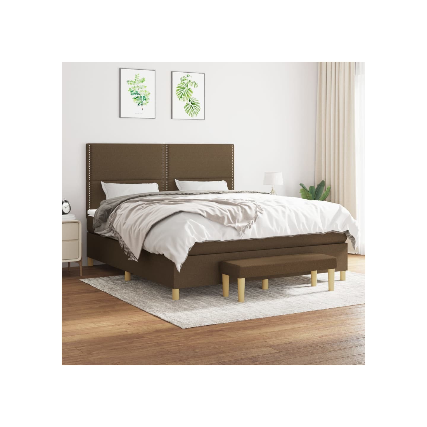 Sommier à lattes de lit avec matelas Marron foncé 180x200 cm