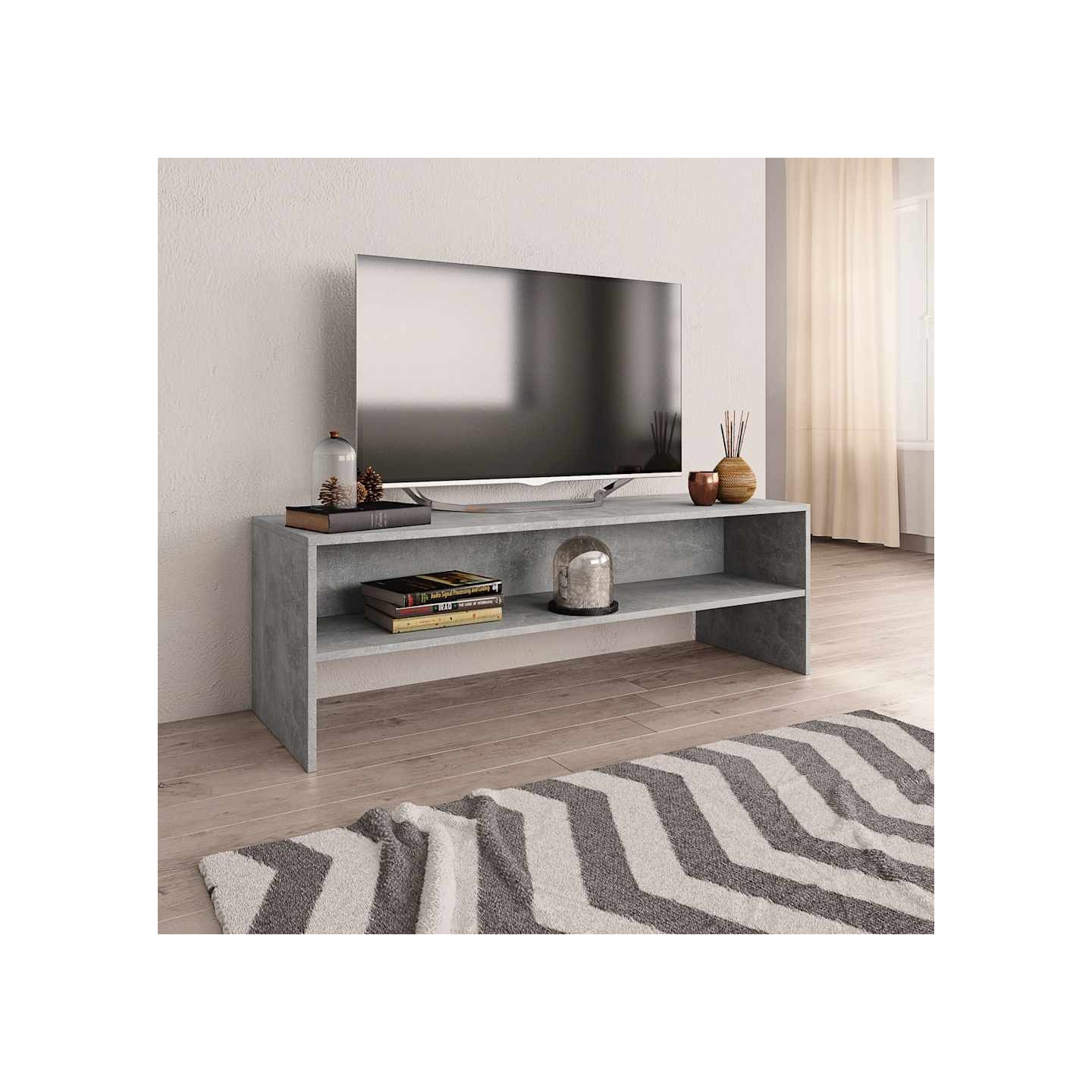 Meuble TV Gris béton 120x40x40 cm Bois d'ingénierie