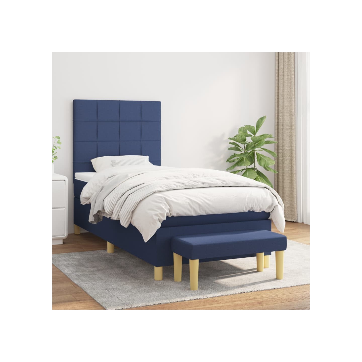 Sommier à lattes de lit avec matelas Bleu 80x200 cm Tissu