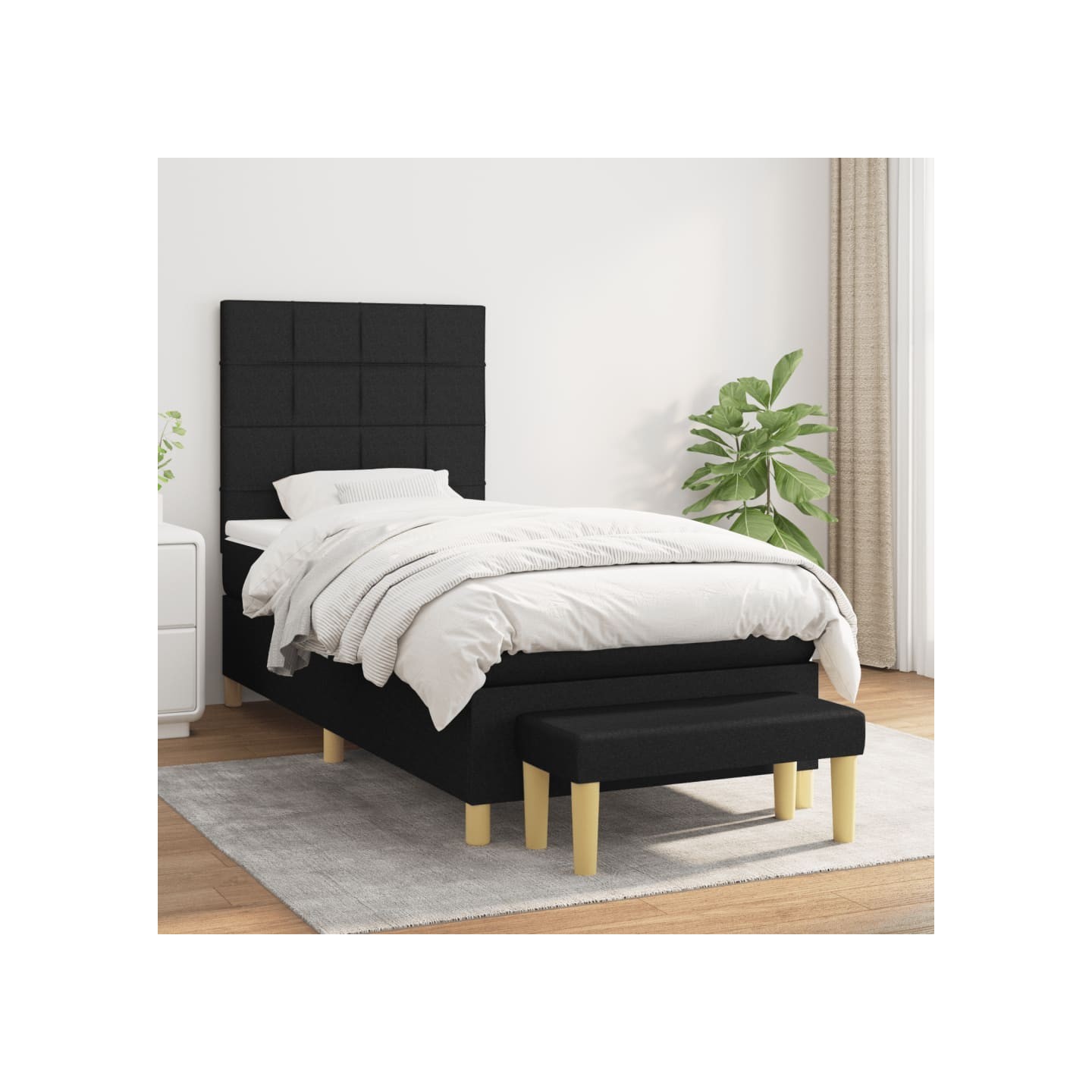 Sommier à lattes de lit et matelas Noir 80x200 cm Tissu