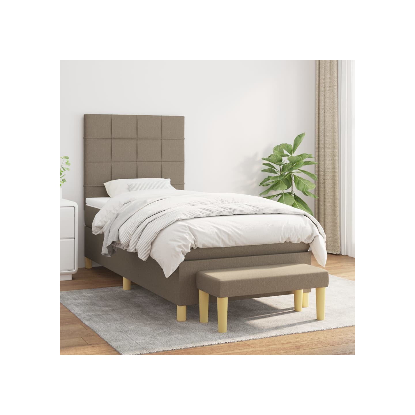Sommier à lattes de lit avec matelas Taupe 90x200 cm Tissu