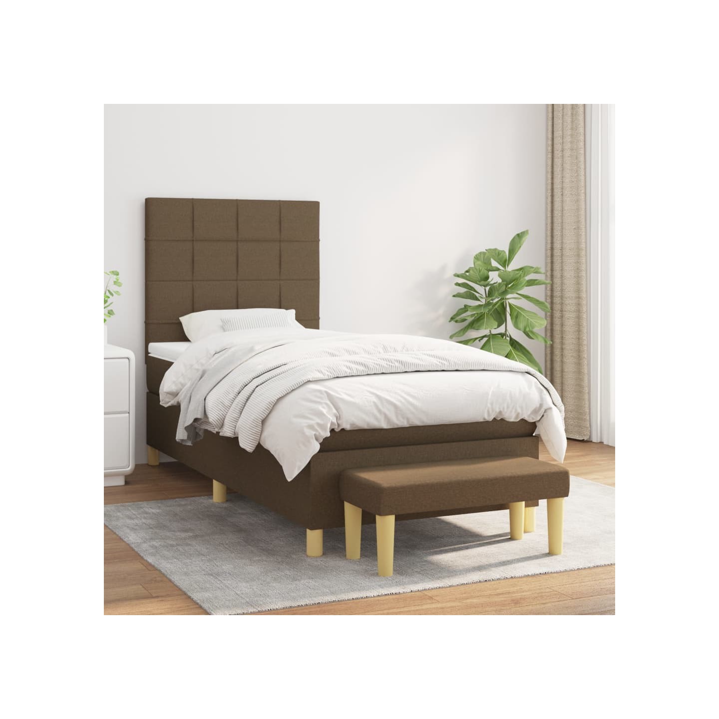 Sommier à lattes de lit avec matelas Marron foncé 100x200 cm