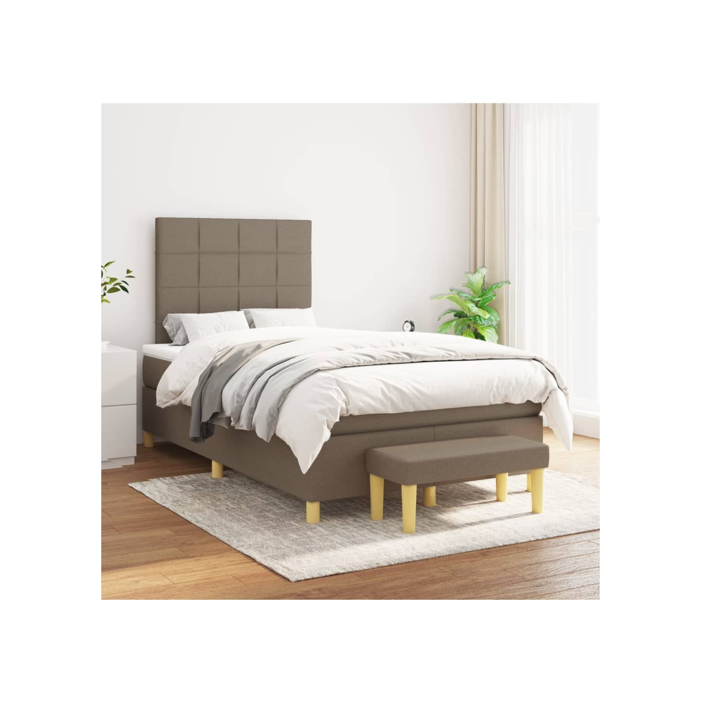 Sommier à lattes de lit avec matelas Taupe 120x200 cm Tissu