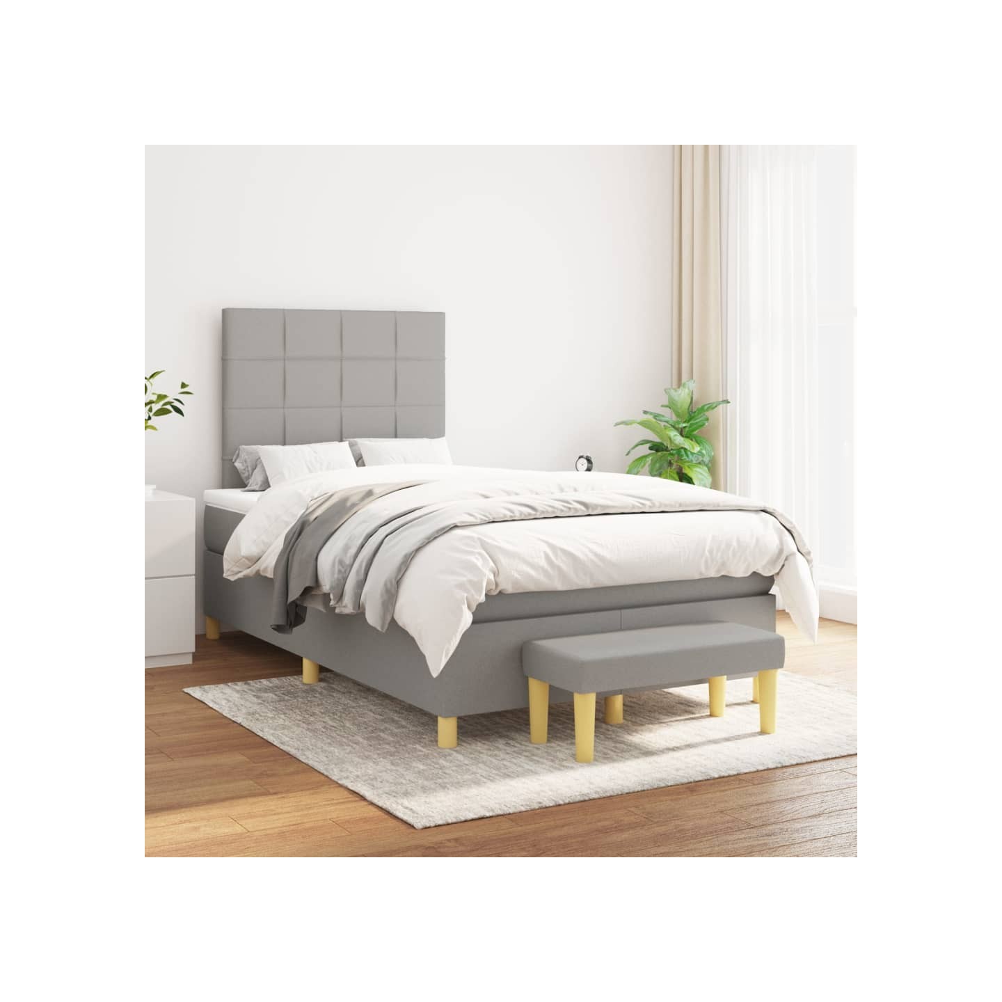 Sommier à lattes de lit avec matelas Gris clair 120x200cm Tissu