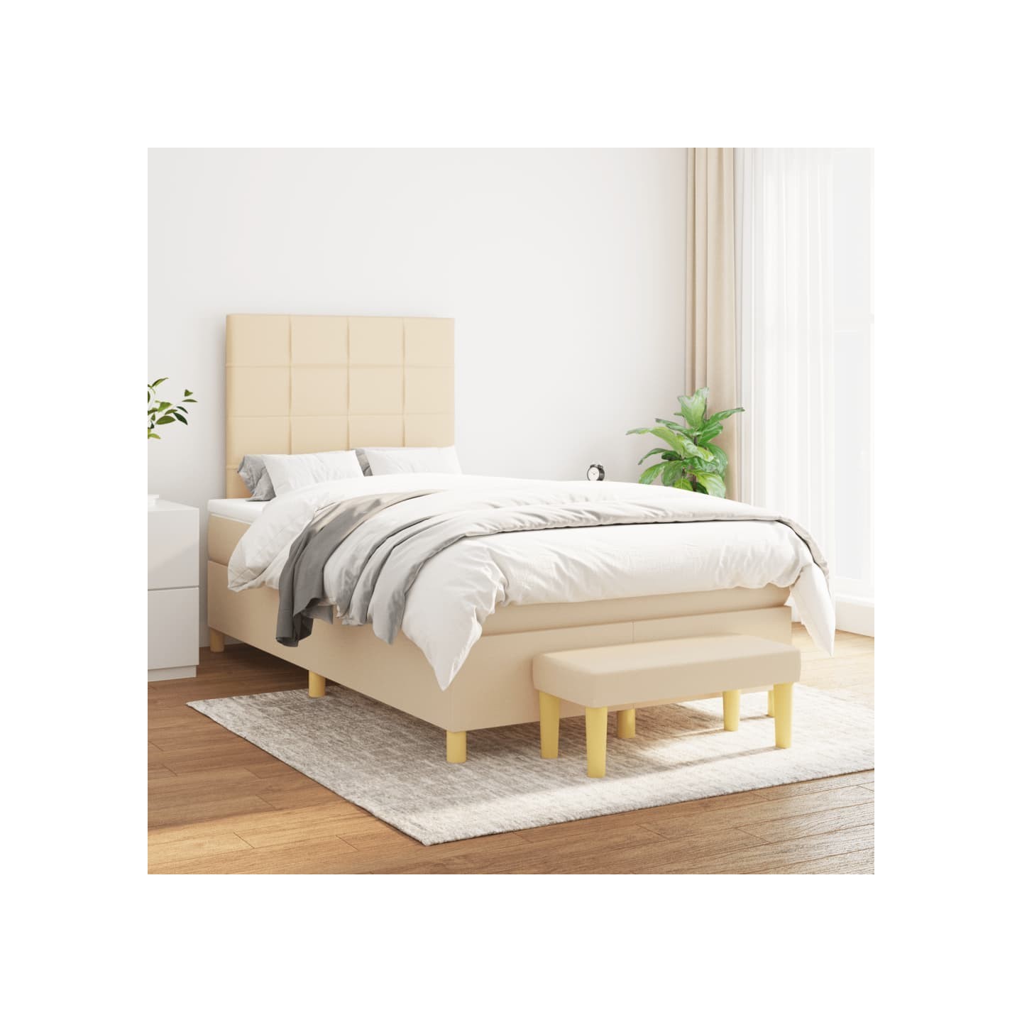 Sommier à lattes de lit avec matelas Crème 120x200 cm Tissu