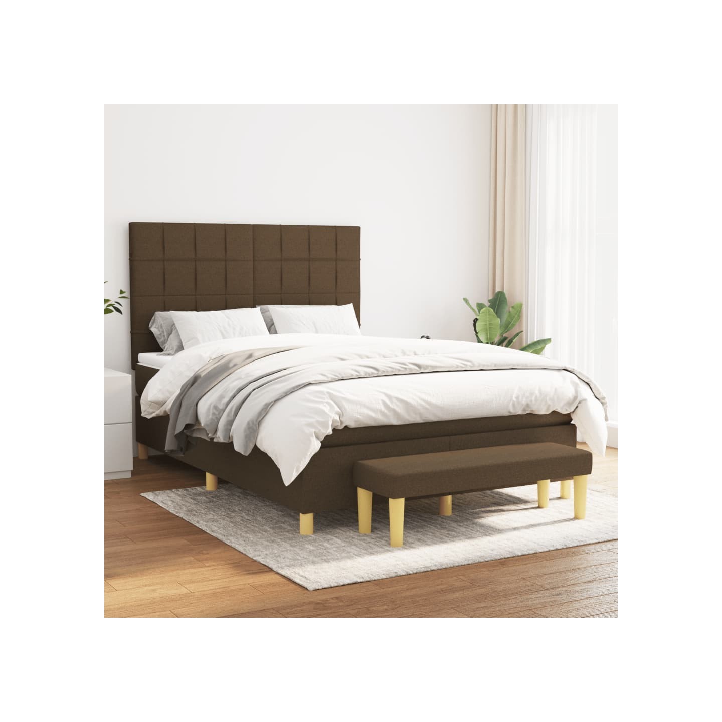 Sommier à lattes de lit avec matelas Marron foncé 140x190 cm
