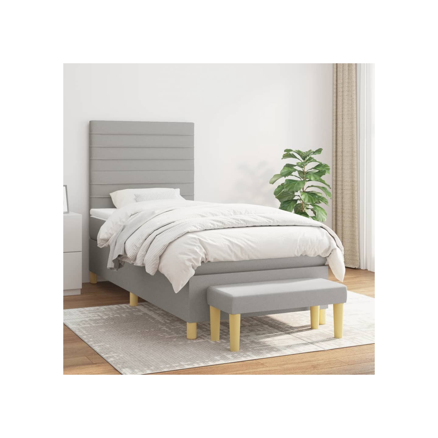 Sommier à lattes de lit avec matelas Gris clair 80x200 cm Tissu