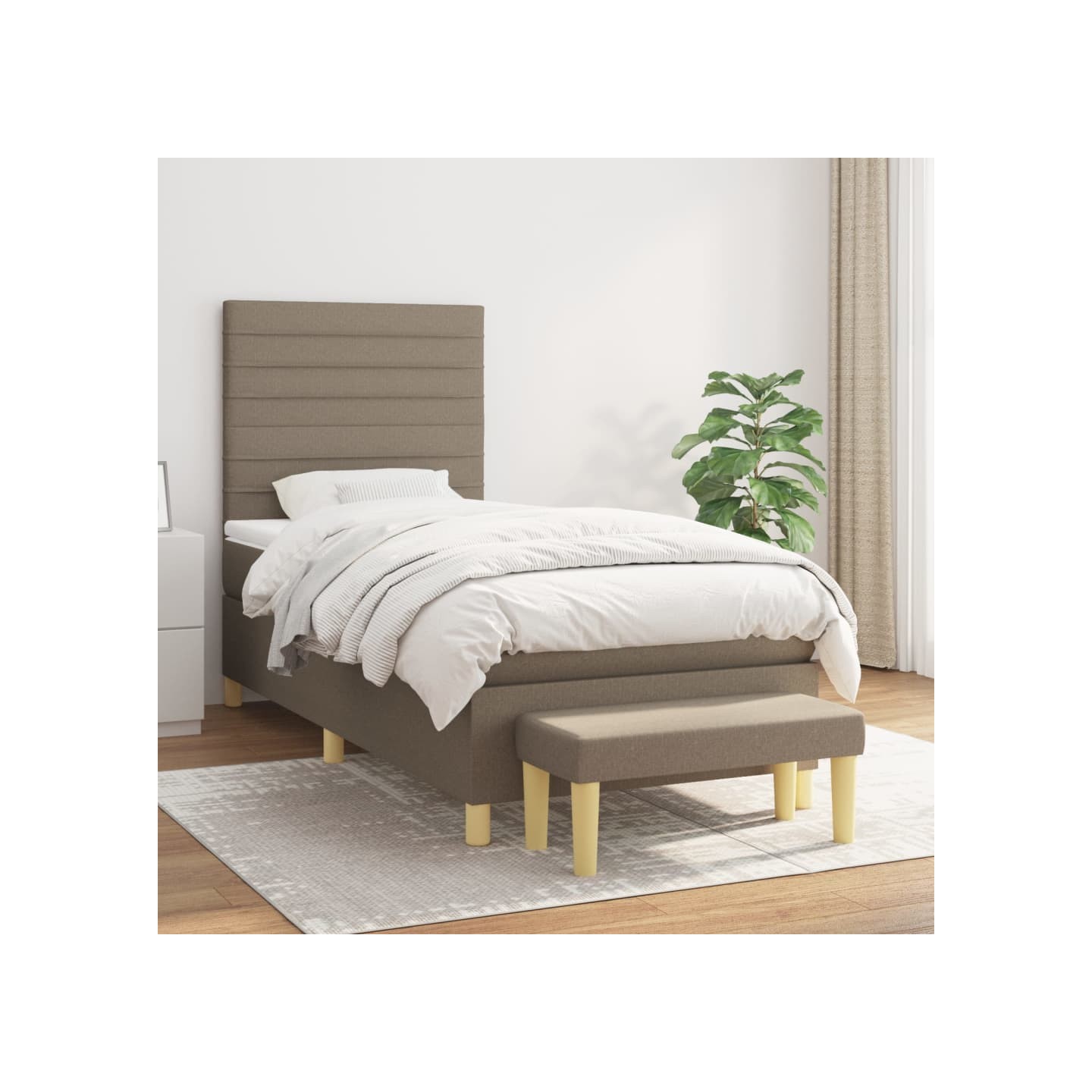 Sommier à lattes de lit avec matelas Taupe 90x190 cm Tissu