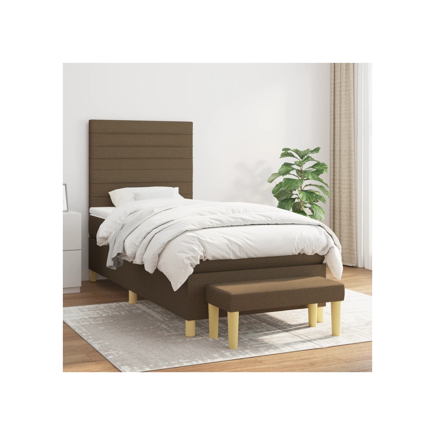 Sommier à lattes de lit avec matelas Marron foncé 80x200 cm