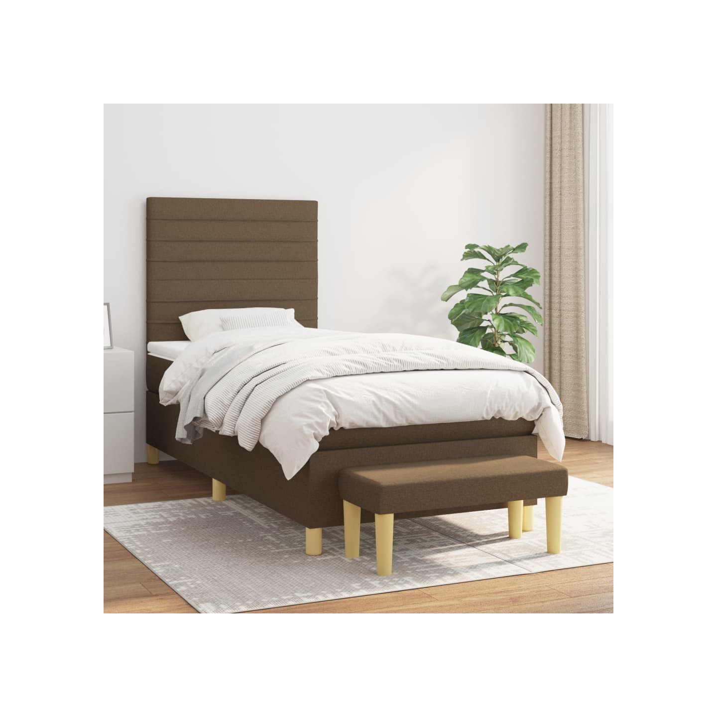 Sommier à lattes de lit avec matelas Marron foncé 90x190 cm