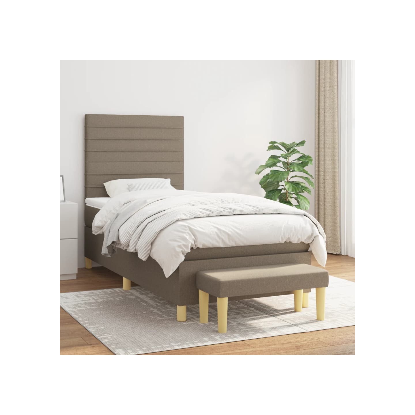 Sommier à lattes de lit avec matelas Taupe 90x200 cm Tissu