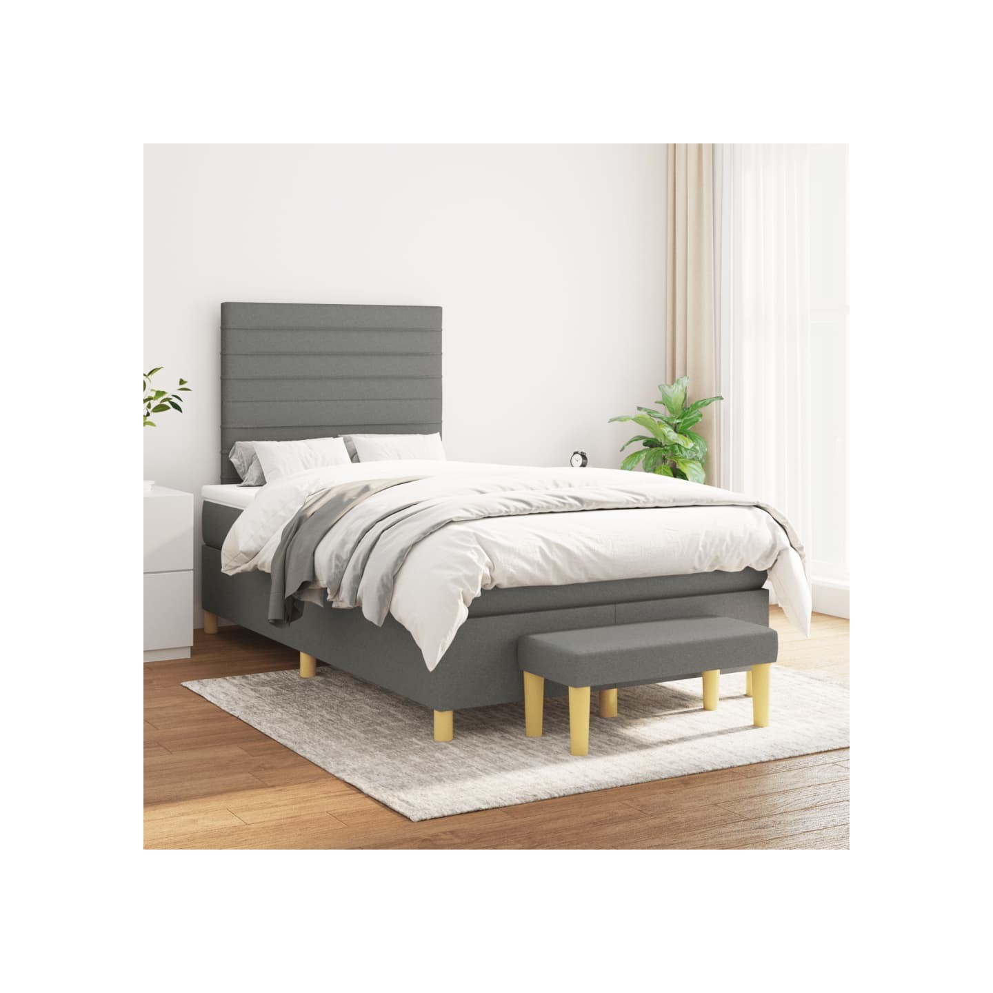 Sommier à lattes de lit avec matelas Gris foncé 120x200cm Tissu