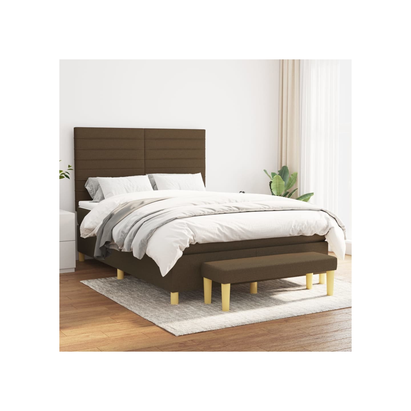 Sommier à lattes de lit avec matelas Marron foncé 140x190 cm