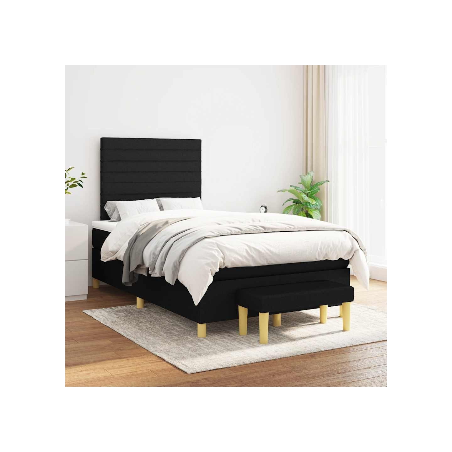 Sommier à lattes de lit avec matelas Noir 120x200 cm Tissu
