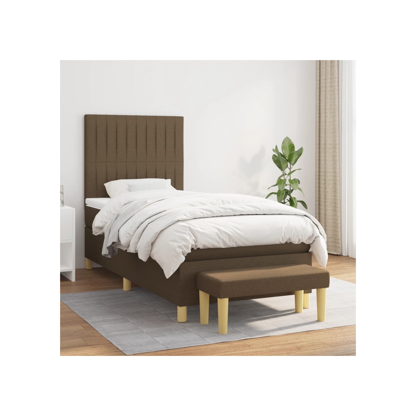 Sommier à lattes de lit avec matelas Marron foncé 80x200 cm