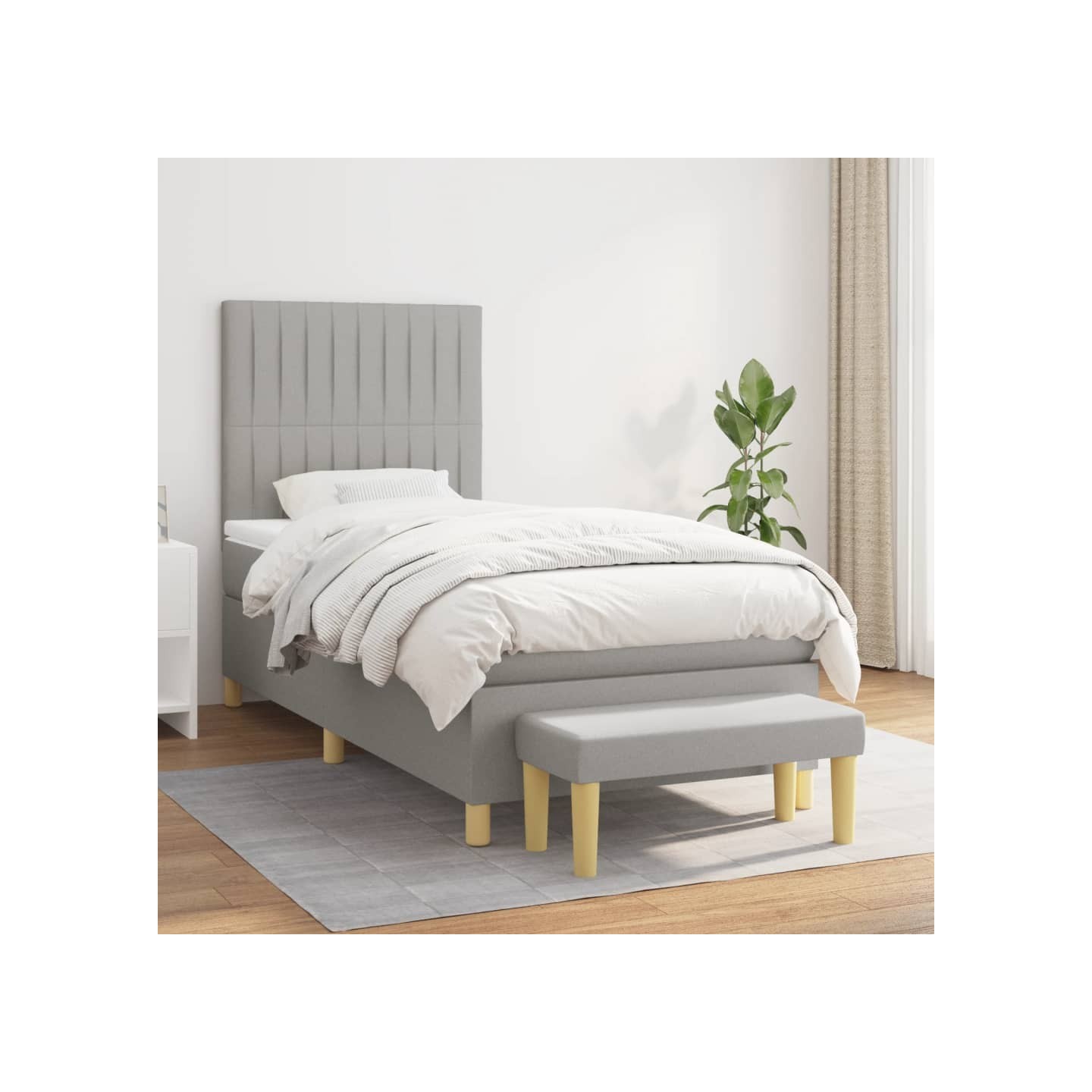 Sommier à lattes de lit avec matelas Gris clair 80x200 cm Tissu