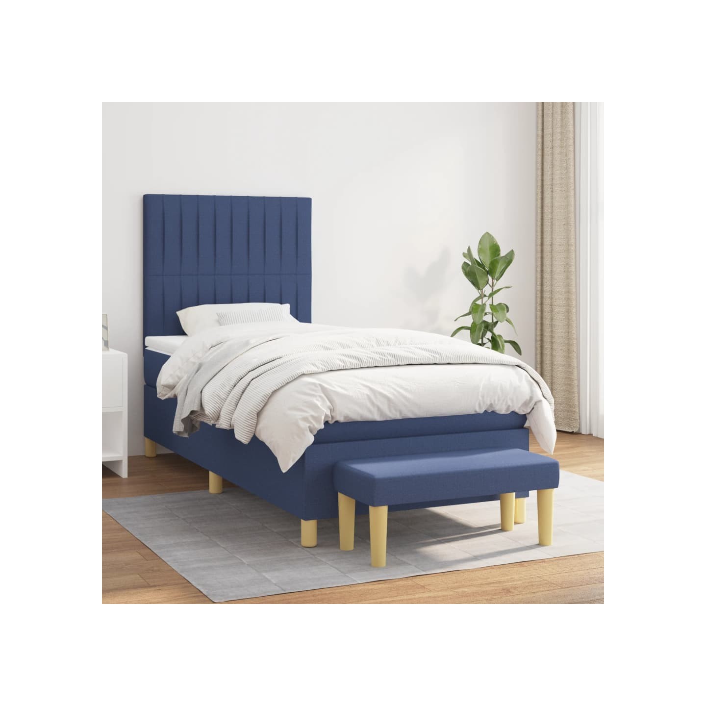 Sommier à lattes de lit avec matelas Bleu 80x200 cm Tissu