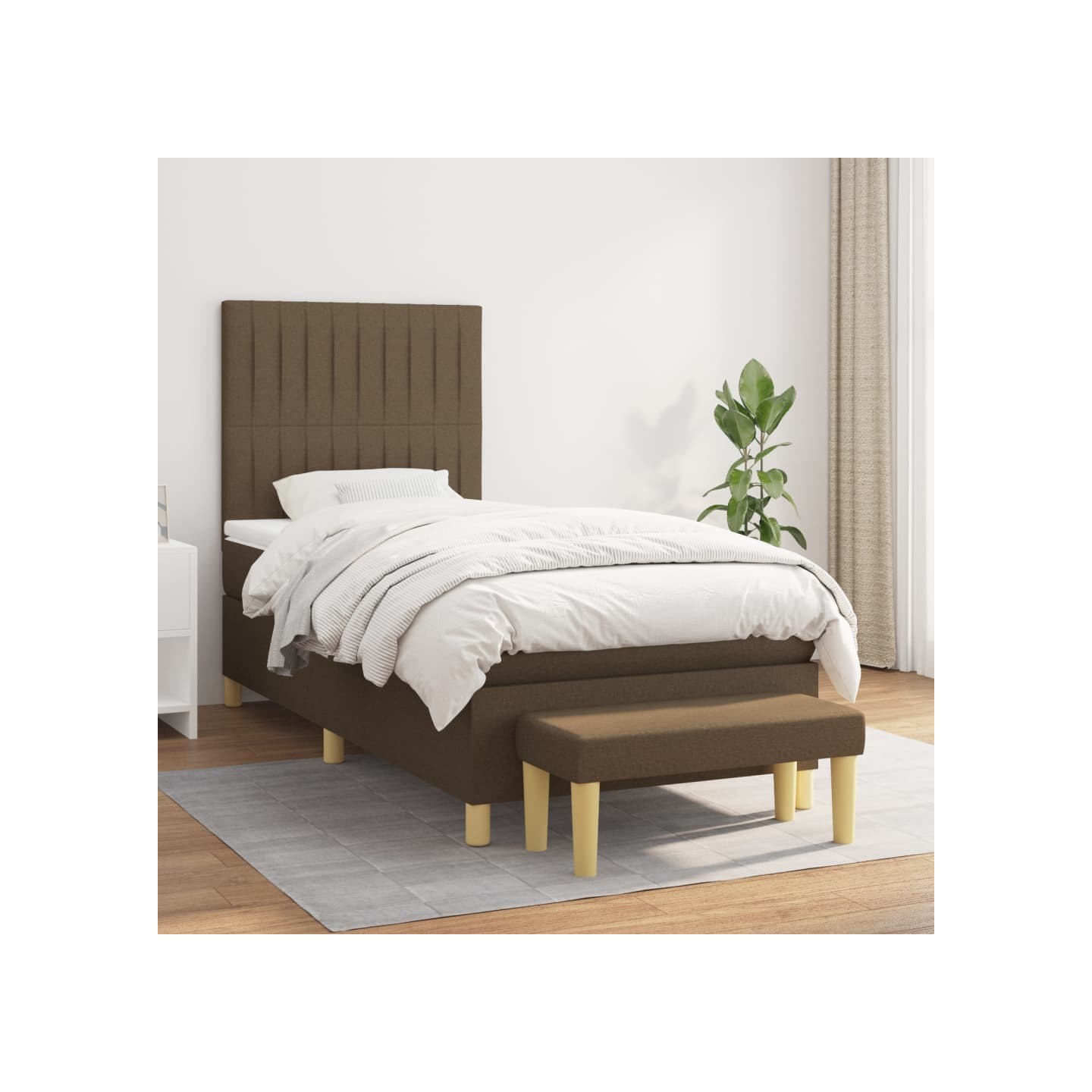 Sommier à lattes de lit avec matelas Marron foncé 100x200 cm