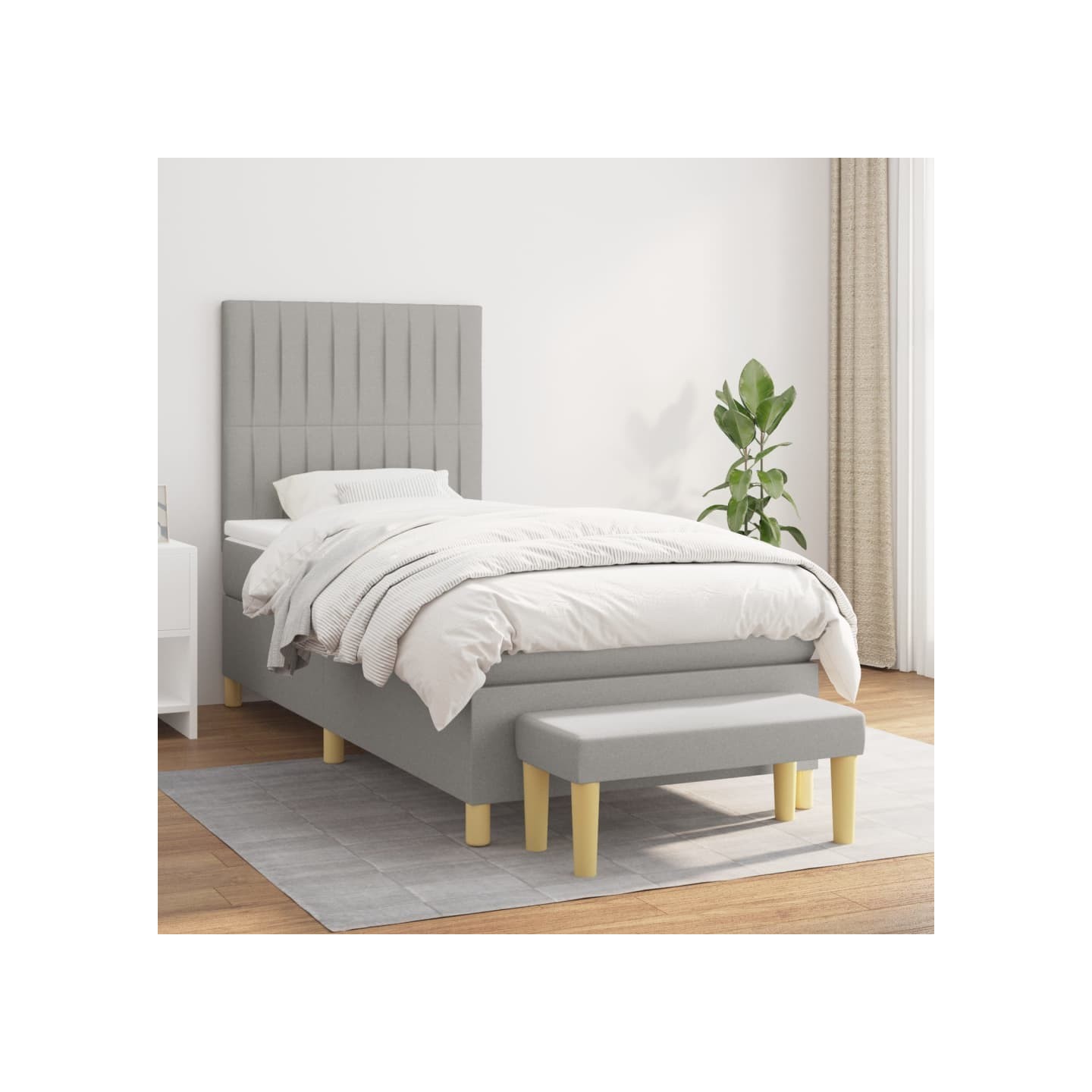 Sommier à lattes de lit avec matelas Gris clair 100x200cm Tissu